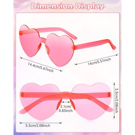 Yunsailing 30 Pcs Heart Shape Sunglasses Rimless Heart Glasses Bulk Colorful Glasses for Adults Trendy Glasses Women Eyewear (Bright Color)