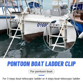 B00351PL-WS Marine Storage / Stowing Clips for B00351PL-WS Pontoon Boat Ladder Replacement, Pontoon Ladder Stowing Clips for 3 Steps Boat Telescopic Ladder or 4 Steps Boat Telescopic Ladder - 2 Pack