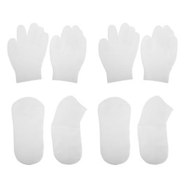 Abaodam 8pcs Moisturizing Socks for Feet and Silicone Gloves for Dry Hands, Hydrating Gel Material with Exfoliating Feature, Beach Cover Style for Cas