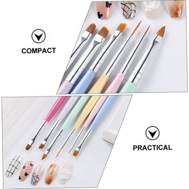 Healeved 6pcs Dual-ended Nail Art Brushes Macaron Style Manicure Pens for Nail Design Compact Storage for Professional and Home Use