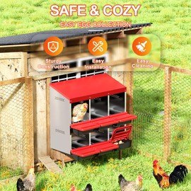 ZenxyHoC Two-Tier Chicken Nesting Box Red 6 Compartments