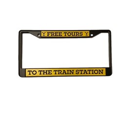 AlphaNumeric Engravers Free Tours to The Train Station Custom License Plate Frame Yellowstone (Black Frame)