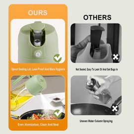 Kitchen Maiden 2 in 1 Oil Dispenser,Glass Olive Oil Dispenser and Oil Sprayer. Spray and pour. Suitable for Kitchen, Grill, Cooking. Air Fryer (Dark Black)