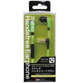 3.5φステレオハンズフリーイヤホン フラットケーブル グリーン PG-SHE05GR