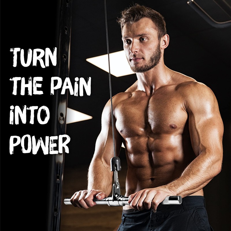 Yes4All Black Combo Tricep Press Down Cable Machine Attachment, LAT