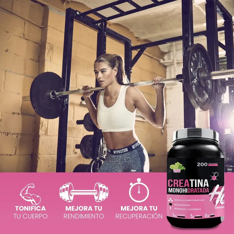 Creatina Monohidratada Suplemento Polvo 1kg Heragen 200servi