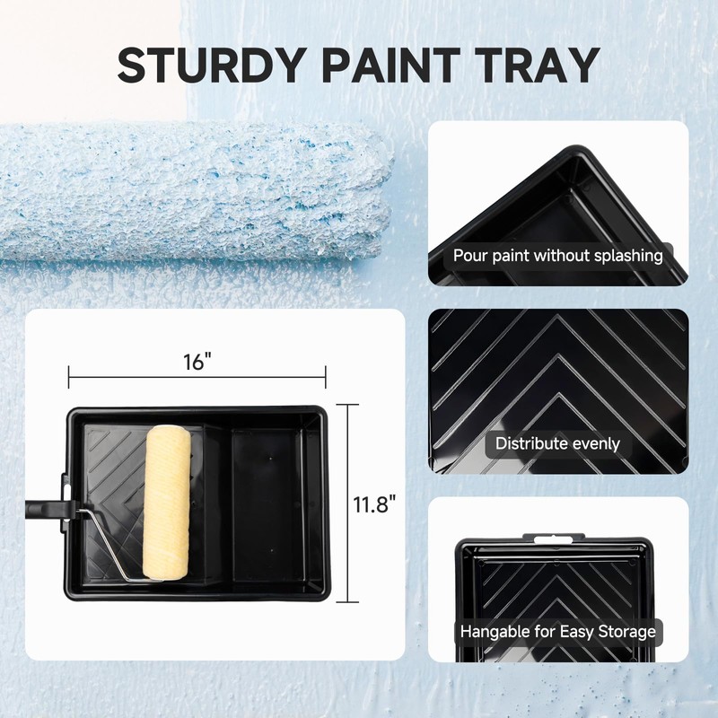 MOLLOR Paint Roller Kit with Extension Pole - 6 Pieces