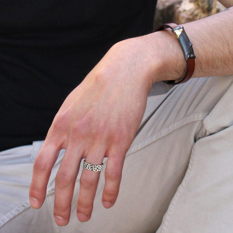 Bestyle 7.5mm Viking Wedding Eternity Rings Irish Celtic Trinity Flower