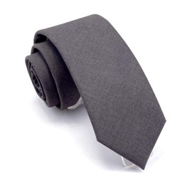 GUSLESON Cotton Silk Tie Solid Gray Skinny Ties Wool Pure Neckties (0910-10)