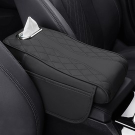 Raksonic Car Armrest Box Mat Armrest with Storage Bag Car Tissue Box Center Elbow Booster Pad Multifunctional Armrest Pad Comfortable Memory Foam Inner Core Auto Supplies Fatigue Reduction Easy