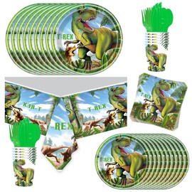 81Pcs Tyrannosaurus Rex Party Tableware Set,Tyrannosaurus Birthday Decorations,Dinosaur Themed Party Tableware,Dinosaur Birthday Decoration Supplies for Boys