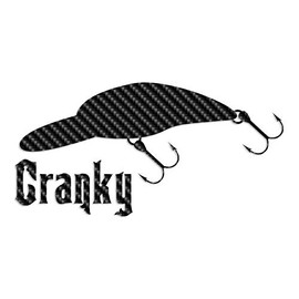 Cranky Crankbait Fishing Lure - Vinyl Decal Sticker - 17" x 8.5" - Carbon Fiber