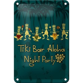 Femer Tin Sign Alcohol 12 x 18 cm Tiki Bar Aloha Night Party Decoration Sign