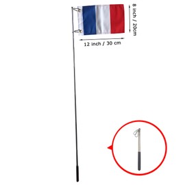 National Flag Country Flags with Hand Flagpole, Telescopic Pole Made of Stainless Steel with Snap Fasteners (France, with 1.6 m Pole)
