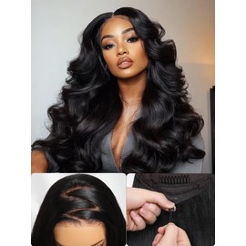 Nadula Hair 13x4 Lace Front Body Wave Glueless Wig with Elastic Drawstring Pre Everything Transparent Lace Frontal Human Hair Pre Plucked/Cut Lace/Bleached Knots for Friendly & Beginners 22inch