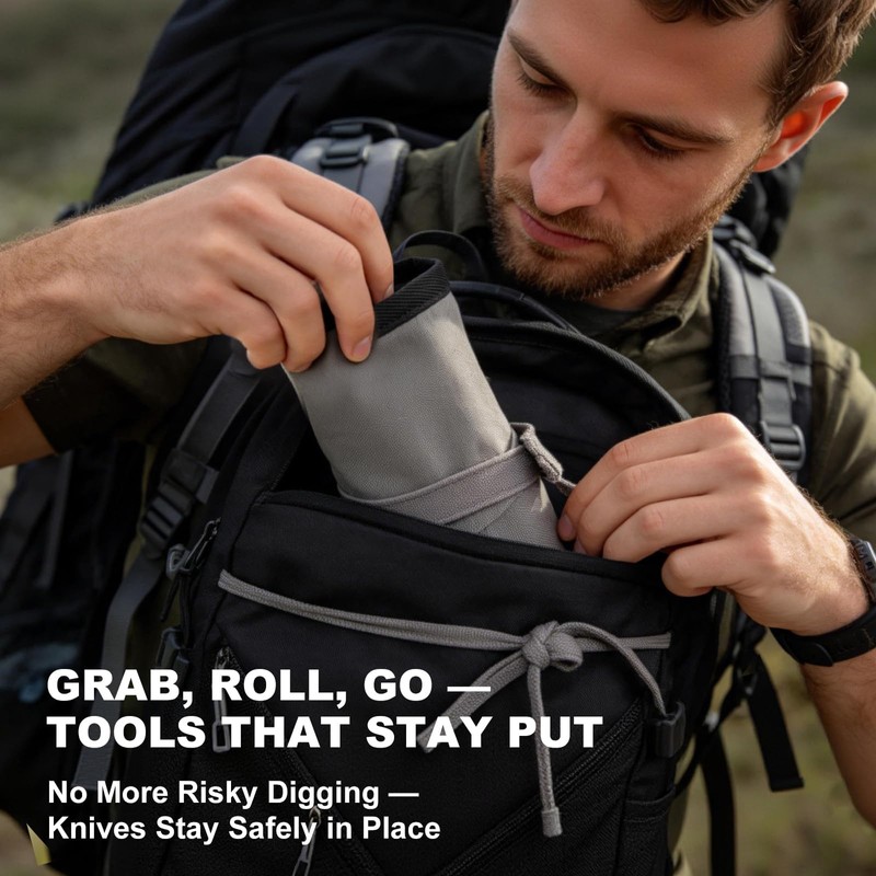 SPITZKANTE Pocket Knife Roll Bag – 7 Slot Folding Knife