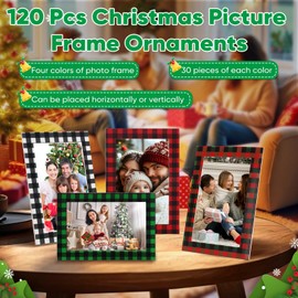Otiamo 120 Pcs 4x6 Christmas Paper Picture Frame Bulk Cardboard Paper Photo Frames with Stand Holiady Red and Green Photo Frame Ornament for Hanging Crafts Decorations