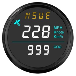 ELING Waterproof Speed Gauge Meter 0-999 km/h Knots mph GP Speedometer with Backlight with Course Over Ground for Marine Sailboat