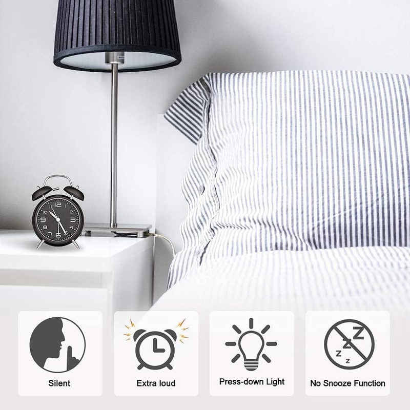 Loud Alarm Clock for Heavy Sleepers Adults, Metal 4 Inches