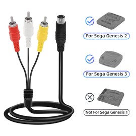 Mcbazel AV Cable for Genesis 2 3, 1.8M/6FT RCA Composite Cable, Audio Video Connection Cord Compatible with Sega Genesis 2/3-9 Pin Plug