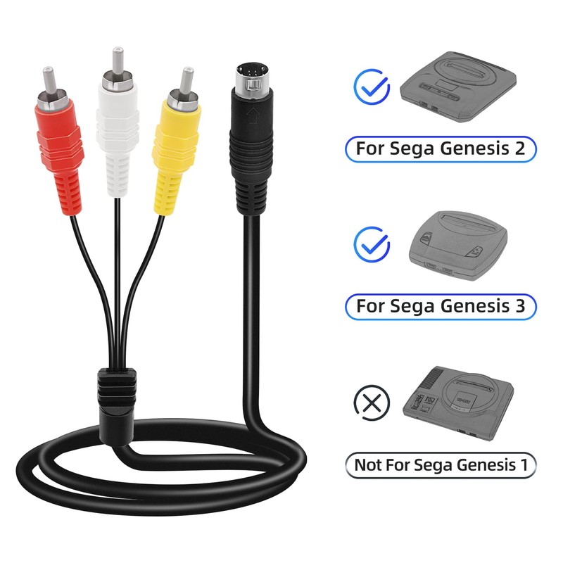 Mcbazel AV Cable for Genesis 2 3, 1.8M/6FT RCA Composite