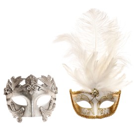 GIFTSHOP101 Gold Silver Roman Warrior Couple Mask for Masquerade and Costume Events
