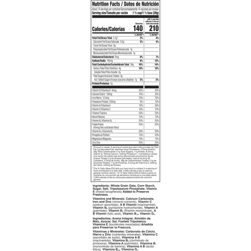 Cheerios, Heart Healthy Gluten Free Breakfast Cereal, Giant Size, 20