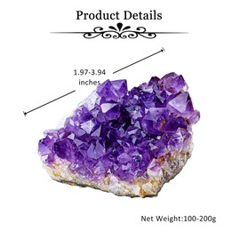 GEHECRST Natural Raw Amethyst Quartz Geode Cluster, Reiki Healing Crystals Stone Amethyst Rock Druzy Gemstone for Collection, Decoration, Specimen, Witchcraft | 0.22-0.44 lb