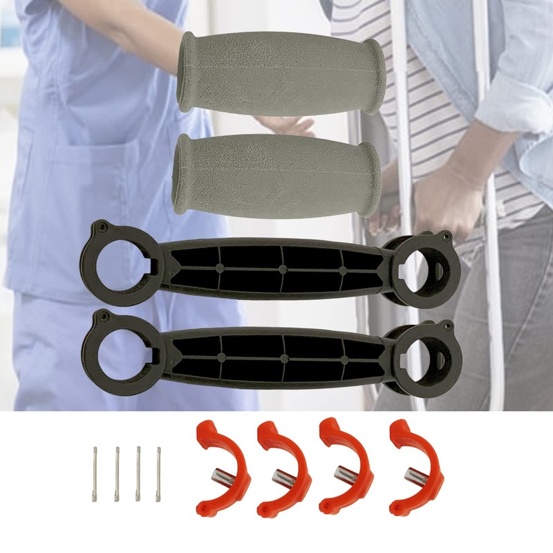 Crutch Hand Grips Kits, Elderly Solid Replacement Cushion Handles Cane