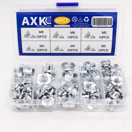 AXK Furniture Hardware Tee Nut Speaker M3 M4 M5 M6 M8 K Nuts Carbon Steel 80pcs Inc Plated Your Laws Blind Pronged Axk Electrical