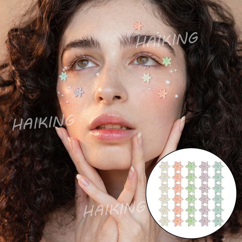 HAIKING Flower Loose Spacer Beads, 50 Pcs Transparent Candy Colors