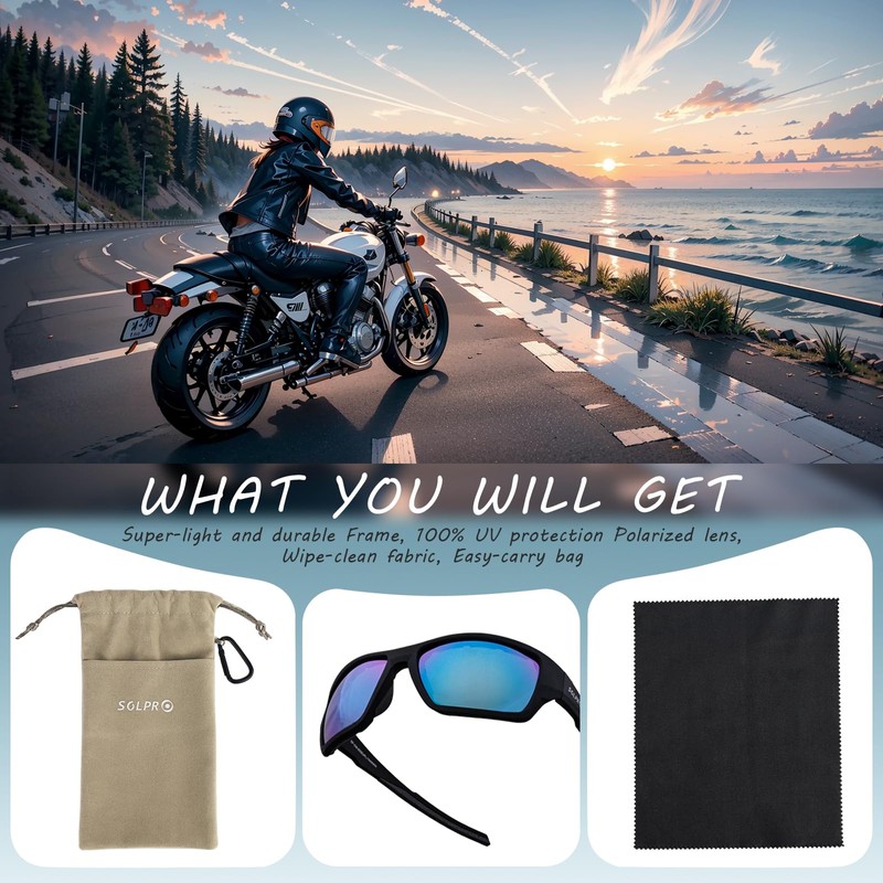 SOL PRO Polarized Riding Sunglasses Foam Padded Wraparound Fit Men