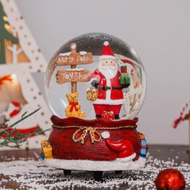 DUSVALLY Christmas Snow Globes, Snow Globes with Music Box Glitter Water Globe Xmas for Home Holiday Winter Christmas Decoration, Santa