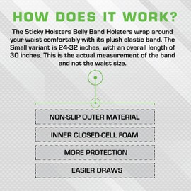 Sticky Holsters Belly Band Holster – Elastic Belly Holster for Concealed Carry for Men and Women – Small; Black