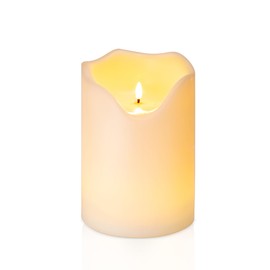 Homemory 6.3" x 8" Extra Large Outdoor Waterproof Candle with Auto 6-Hour Timer, Big Flameless Candle, Extra Wide and Tall Pillar Candle Battery Operated, White Plastic Made, Long Last for Months