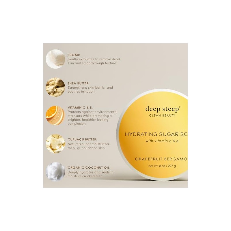 Deep Steep Sugar Scrub, 8 Ounce (Lemon Cream)