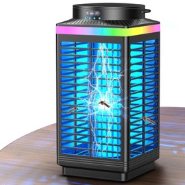 Rechargeable Bug Zapper Outdoor, 4200V Effective Electric Mosquito Zapper 3-in-1 Portable & Wireless Bug Zapper Outdoor Waterproof with 5000mAh Battery & LED Light, Cordless Fly Zapper for Camp Patio