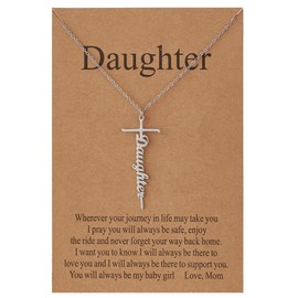 Lcherry Daughter Gifts from Mother Daughter Cross Necklace for Women Religious Gifts for Women