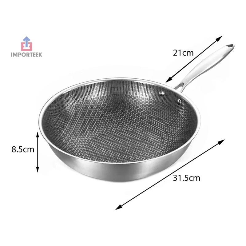 Importeek Sarten Wok Antiadherente Acero Inoxidable Induccion 32cm