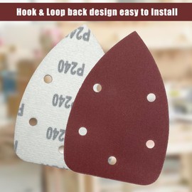 Pack of 50 Sandpaper Triangle Sanders, 240 Grit 5-Hole Sanding Pads Velcro Sandpaper Delta Sanders Sanding Sheets for Triangle Sanders 140 x 100 mm