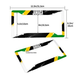 Jamaica Flag License Plate Frame 2 Pack License Plate Holder Universal Aluminum License Plate Cover Car Accessories Decor with Screw for Women Man 12.3 x 6.3 Inch