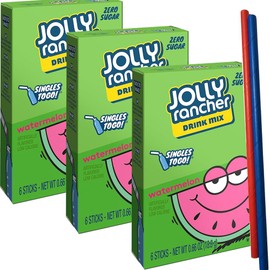 Jolly Keto Sensations: Low Carb Zero Sugar Drink Mix - Pack of 3 box of 6 each - of Rancher Watermelon Drink Mix - 18 Single Servings - Sugar Free Drink Mix - Sip into Bliss with Jolly Keto Sensations Comes with 2 Paper Straws and 1 Exclusive PALiSOL CRE