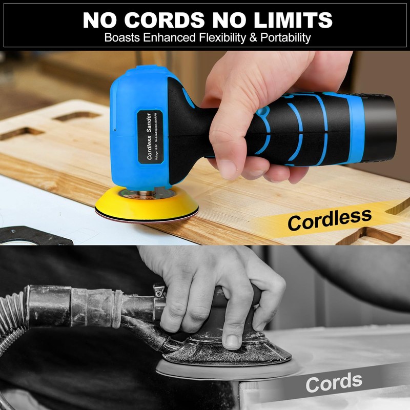 Cordless Sander, 3" Mini Buffer Polisher for Car Detailing, 2Pcs