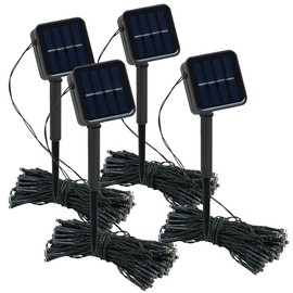 Lunartec Party Fairy Lights Solar: Set of 4 Solar Fairy Lights, 100 Warm White LEDs, 8 Modes, 12 m, Sensor (Solar Fairy Lights Outdoor, Mini Solar Fairy Lights Outdoor)