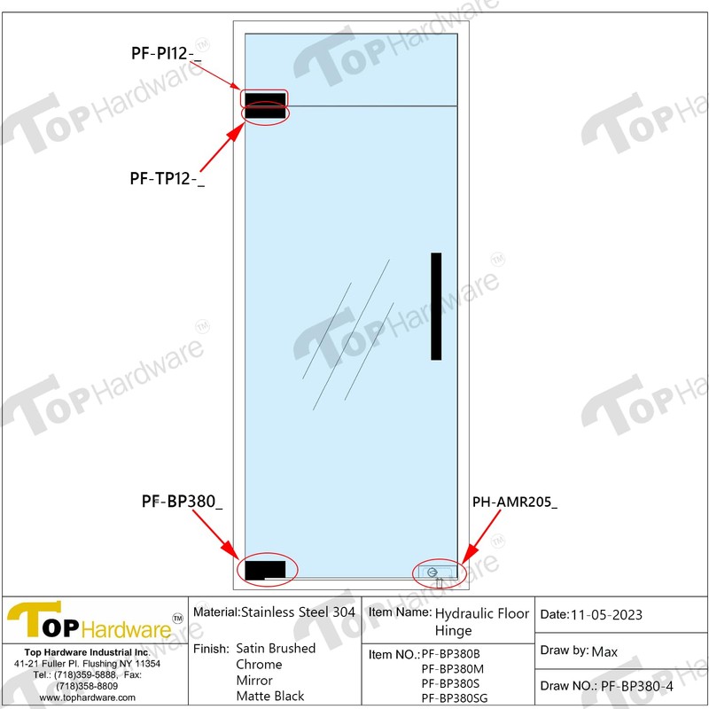 Top Hardware Stainless Steel 304 Grade Glass Door Hydraulic Floor