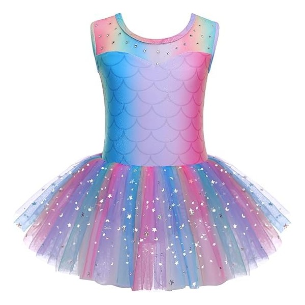 Zaclotre Girls Ballet Leotards Sparkly Sleevesless Mesh Dance Dress Tutu