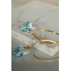 Aquamarine Blue Quartz Trillion 14k Gold Plated Sterling Silver Earrings