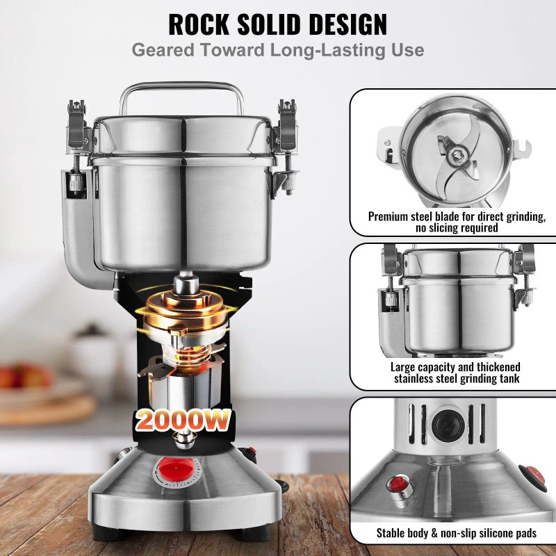 Grain Grinder 750g High-Speed Electric Herb Spice Mill Kitchen Tool