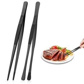 Set of 2 30.5 cm Cooking Tweezers Stainless Steel Long Kitchen Tweezers Barbecue Tweezers Kitchen Tweezers Meat Tweezers Stainless Steel for Barbecuing Coating and Serving