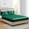 Satin Fitted Sheet, 180 x 200 cm, Dark Green, Green,